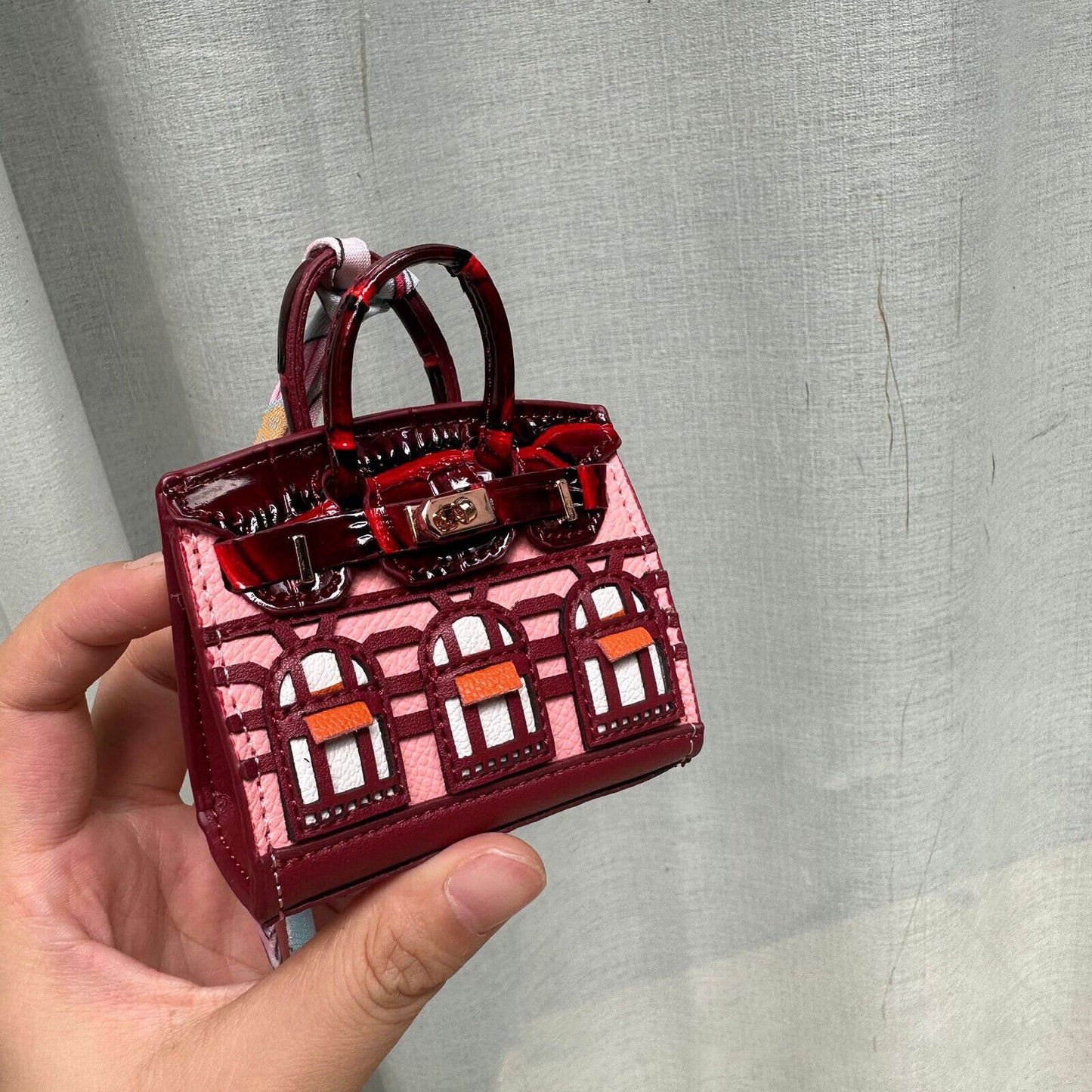 Mini Keychain Wallet Cute Leather Lipstick Bag Ladies Car Bag Charm for AirPods