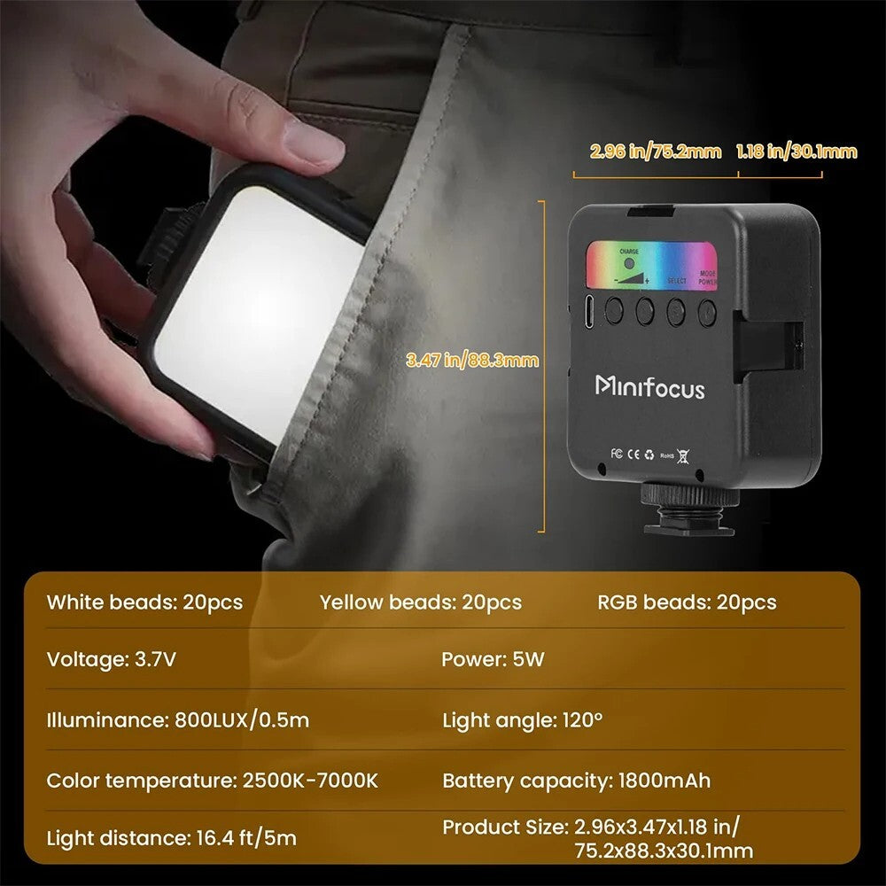 Pocket RGB Mini Fill Light Portable LED for Camera, Smartphone, GoPro & Laptop S