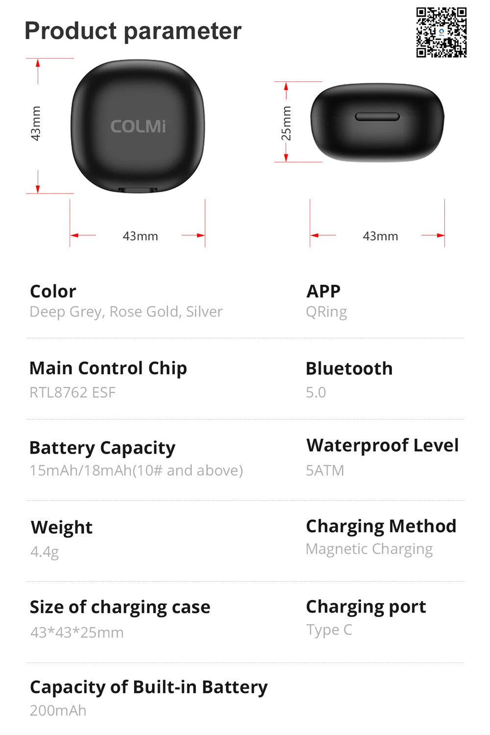 Smart Ring with Charging Case,Health Sleep Monitor, 5ATM Waterproof,Multi-sport