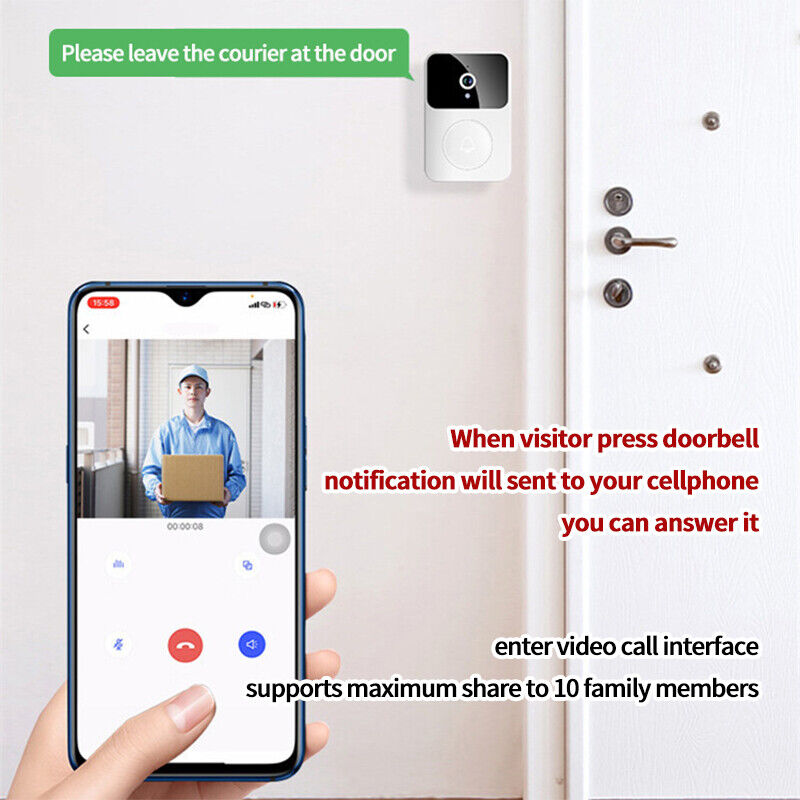 Smart Wireless WiFi Video Doorbell Intercom Video HD Camera Door Bell Security