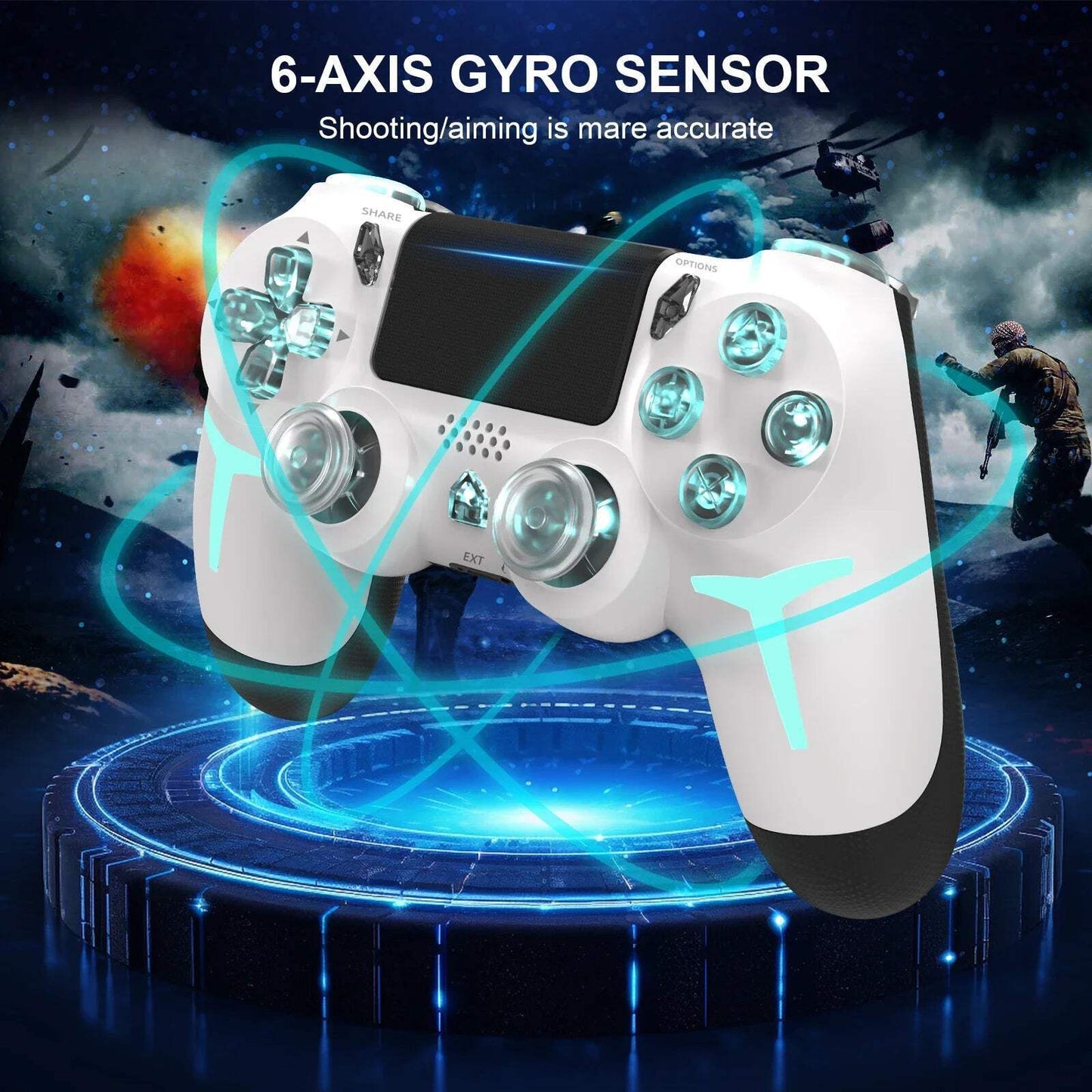 RGB Light Wireless Game Controller For PS4 PS3 Console Computer PC LED Bluetooth