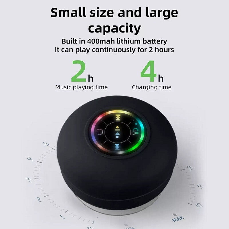 Waterproof Bluetooth Wireless Shower Speaker Bathroom Speaker LED Light Portable