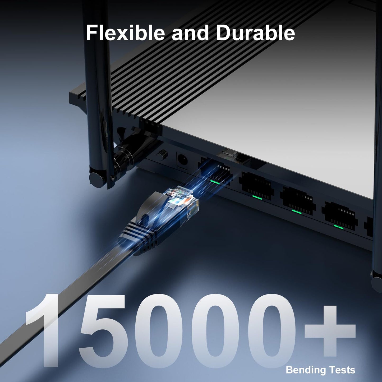 Cat6 Ethernet Cable 10ft 2 Pack Flat Snagless RJ45 Black 10Gbps