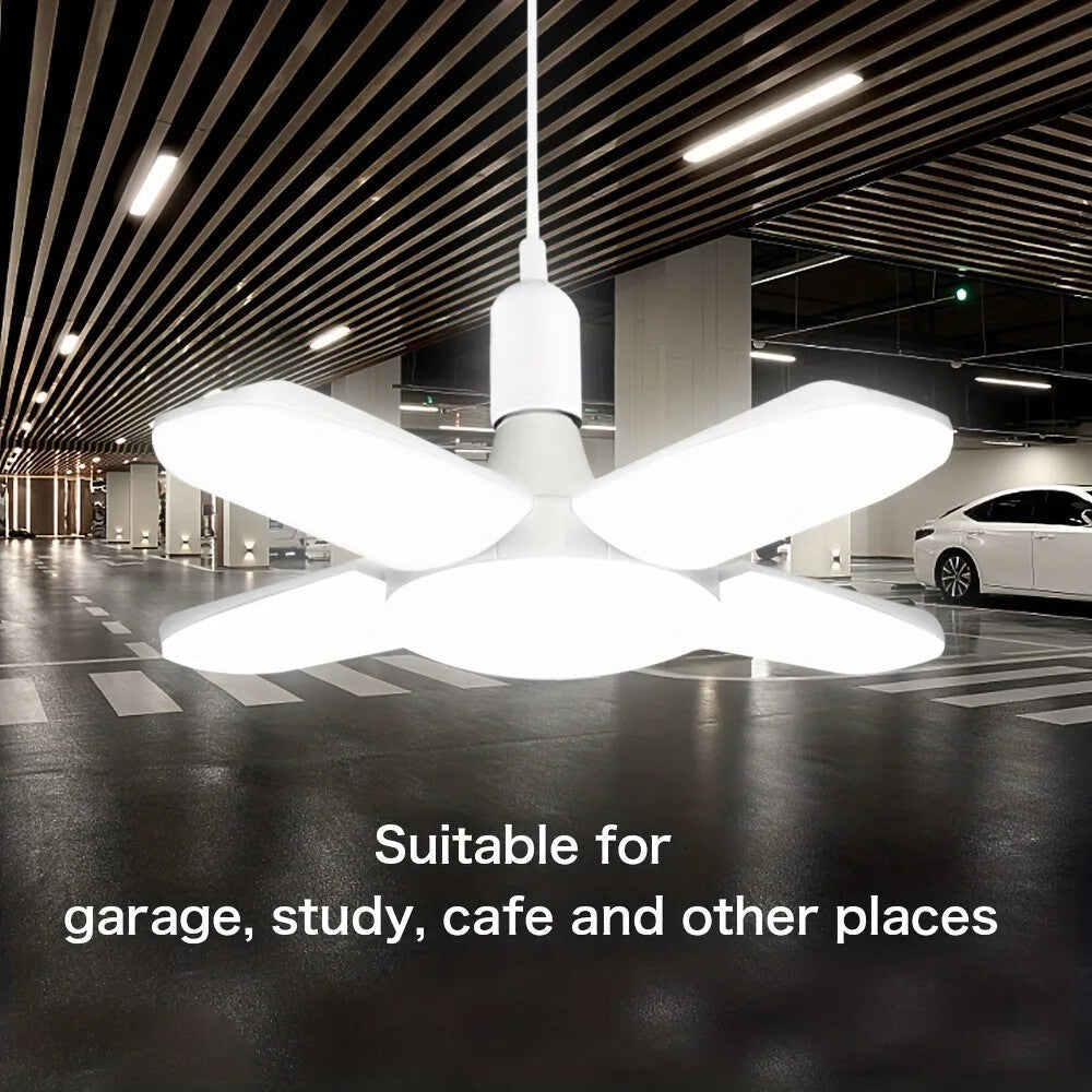 E27 LED Bulb Fan Blade Lamp Foldable For Home Shop Garage Ceiling Fixture Lights