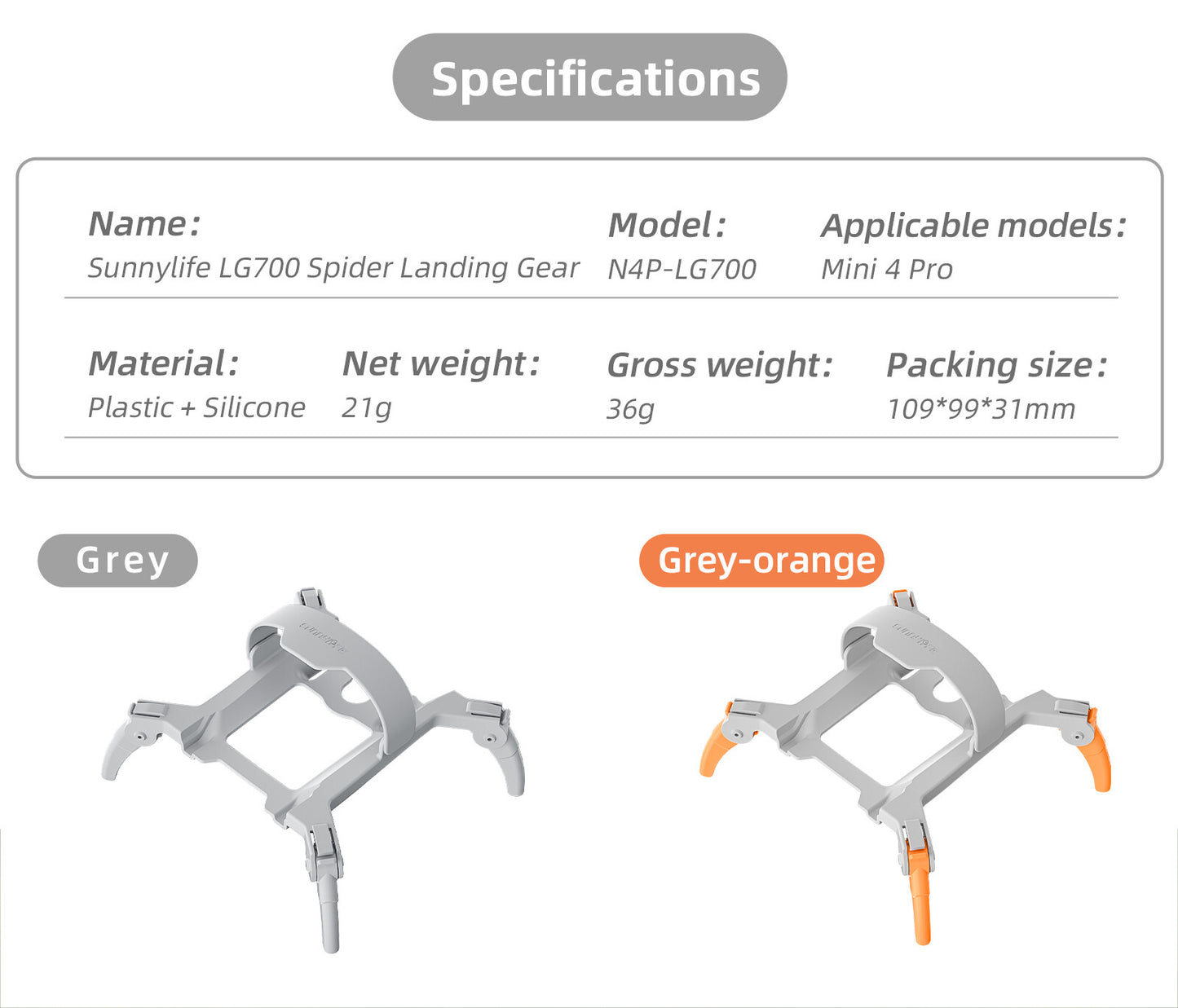 Landing Gear Heightened Spider For DJI Mini 4 Pro Drone Protector Accessories
