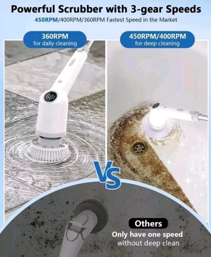 7 Heads Electric Spin Scrubber Cordless Bathtub Power Scrubber Cleaning Brush