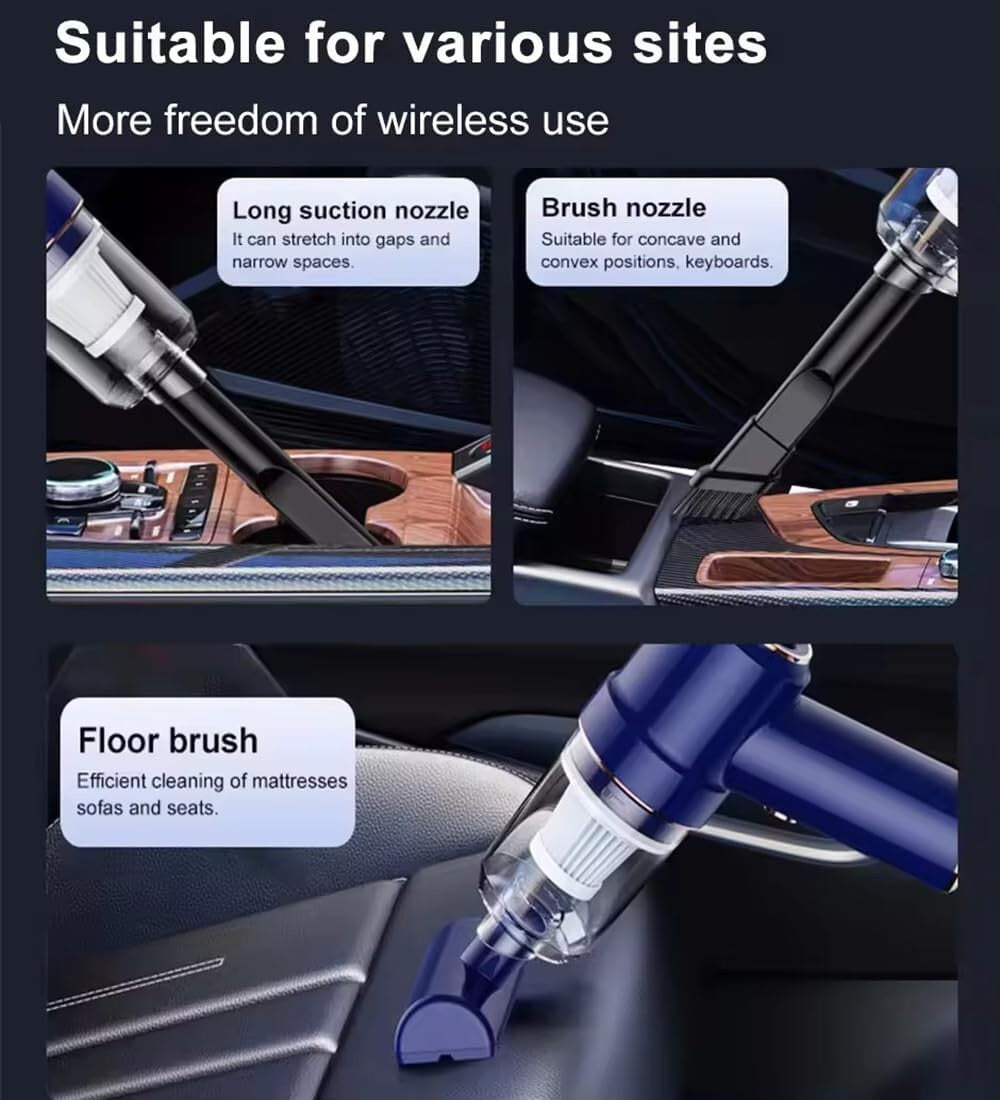 Lightweight Portable Vacuum Cleaner - 9000Pa Strong Suction Ideal for Cars