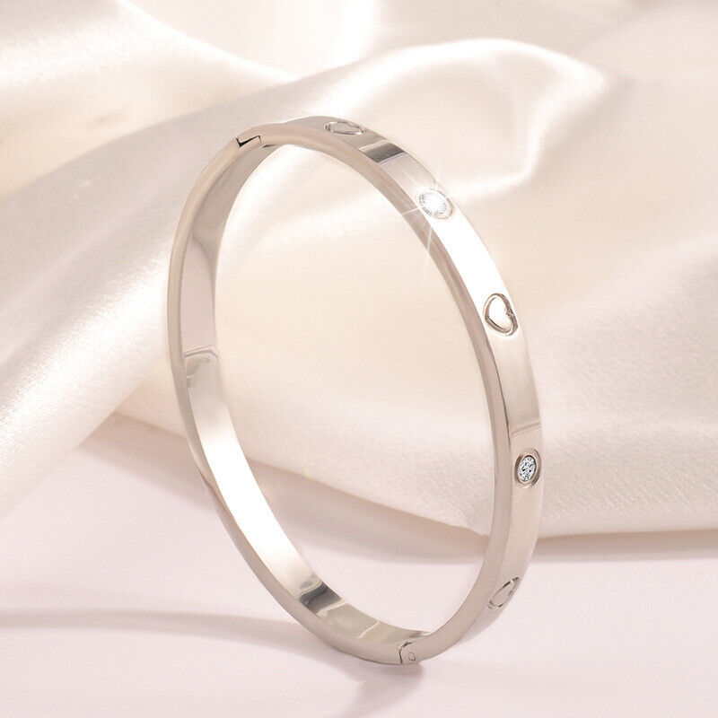 Non fading titanium steel inlaid with rhinestones stainless steel bracelet