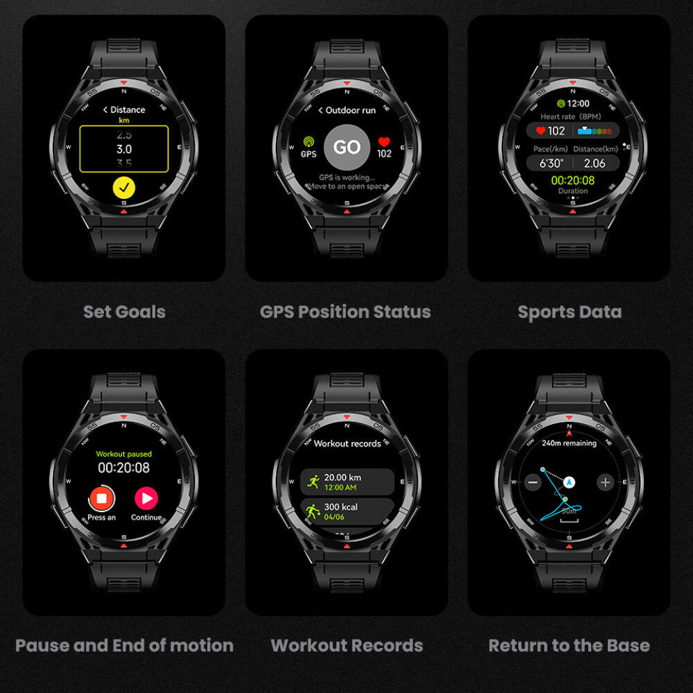 2025 Military Smart Watch (Call Receive/Dial) Rugged GPS Sport Fitness Tracker