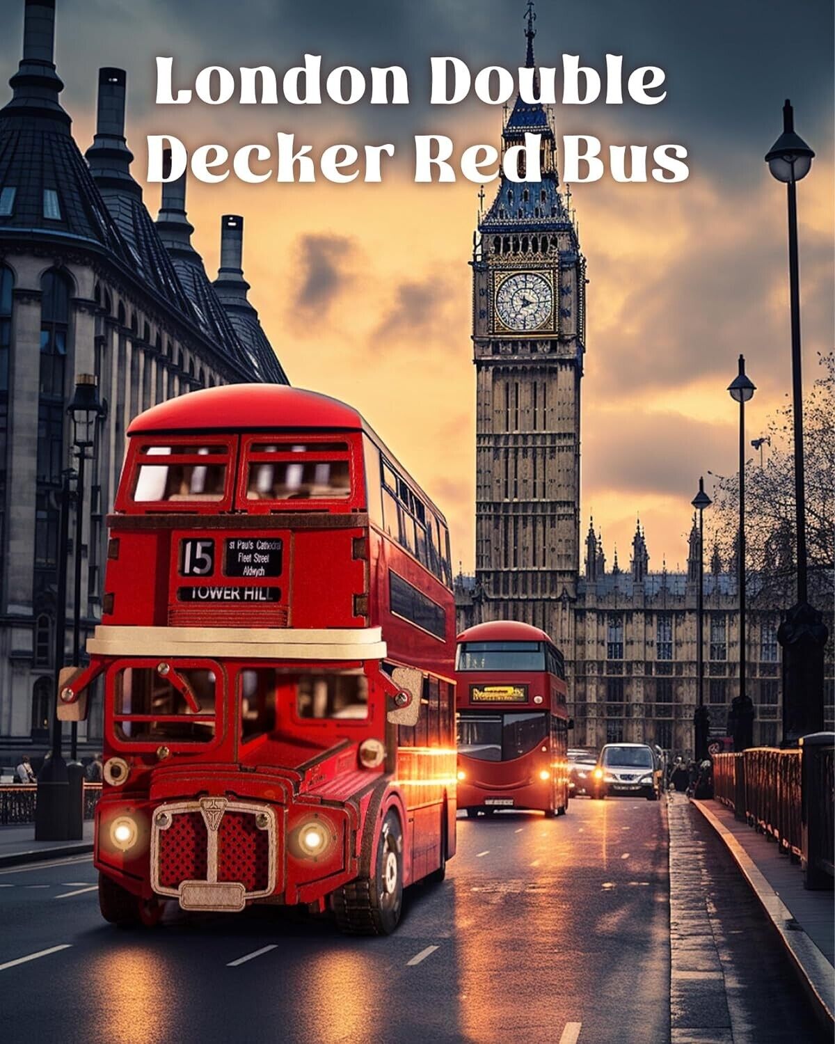 Rolife London Tour Bus 3D Puzzle 3D Wooden Puzzle Model Kits Collectibles Gifts
