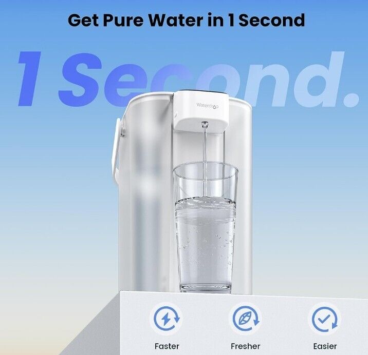Waterdrop Electric Pitcher, 3 Months Water Filter Dispenser, 15-Cup White & Blue