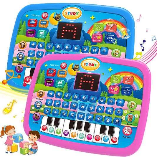 Kids’ Education Tablet Toy, Age 3+ Literacy Learn Doubles as Electronic Keyboard