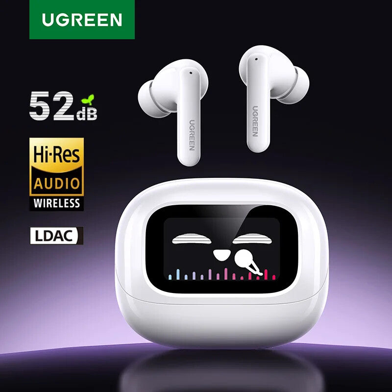 UGREEN ClipBuds Magic TWS Earbuds with LCD Touch Screen Case, 52 dB ANC, LDAC