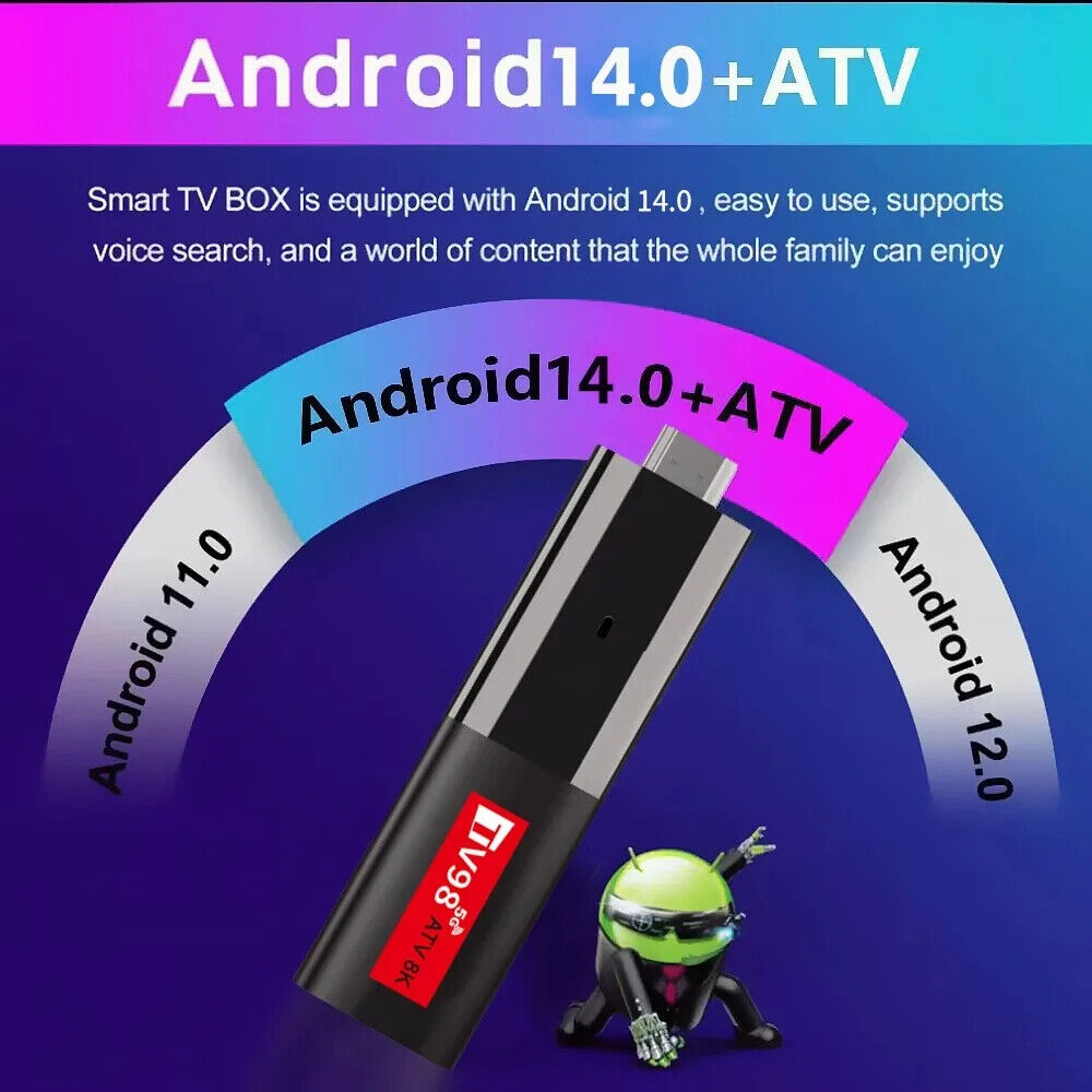 Mini TV Stick Android 14Allwinner H618 Quad Core A53 4K VoiceRemote Smart TV Box