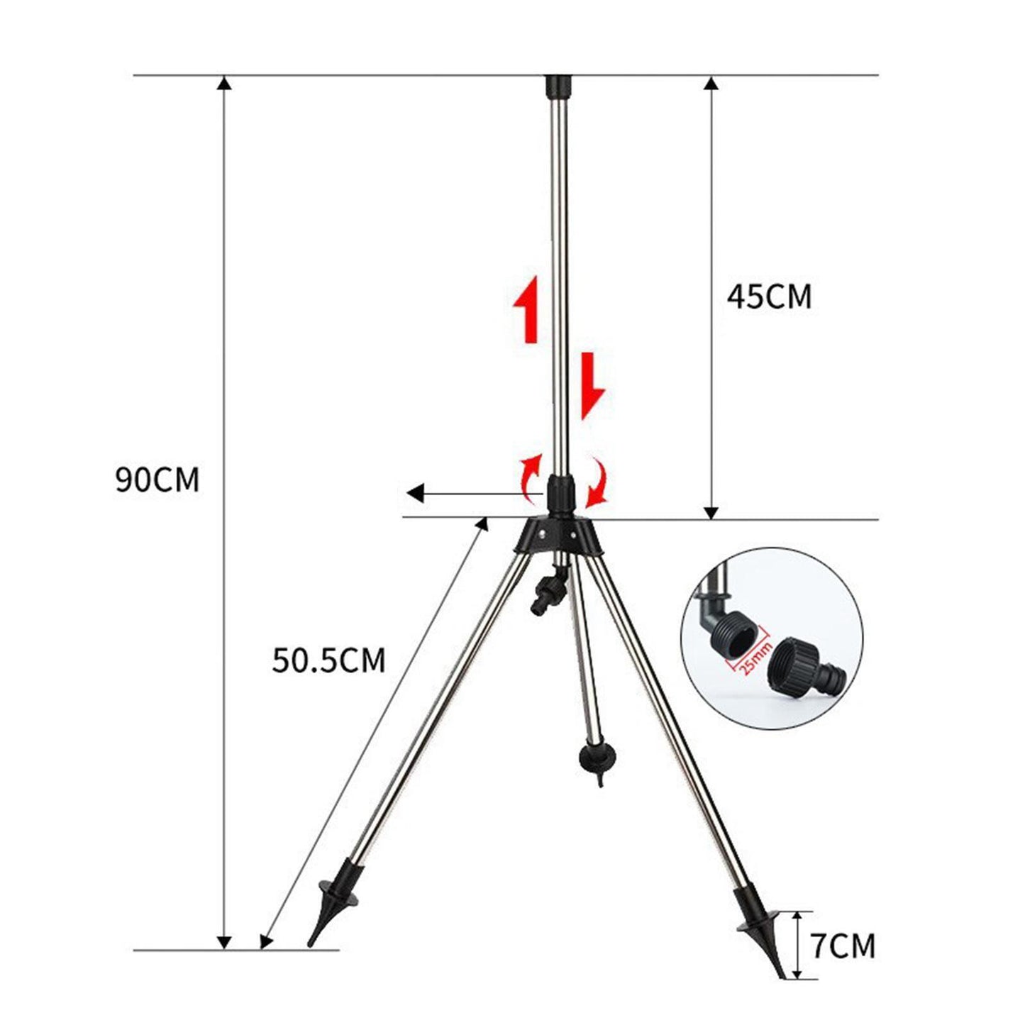 Rotating Tripod Sprinkler with 1/2inch Quick Connector for Greenhouse