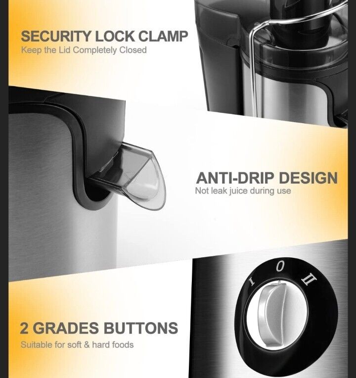 Juicer Machine, 600W Juicer with 3.5” Big Mouth for Whole Fruits and Veg, Juice