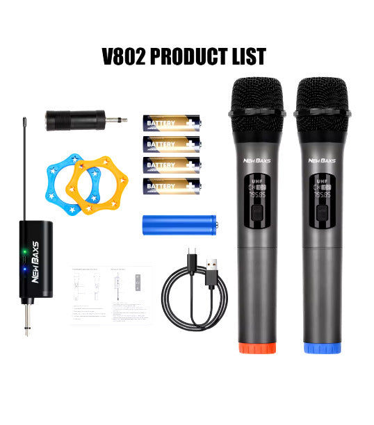 Microphone Wireless UHF Fixed Frequency 2 Channels Handheld Mic Professional UK