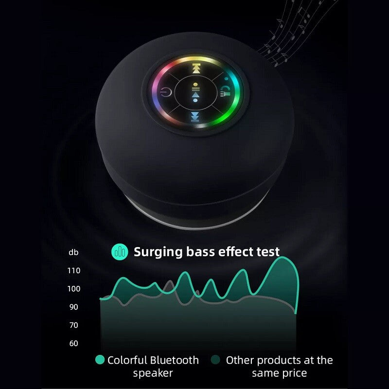Waterproof Bluetooth Wireless Shower Speaker Bathroom Speaker LED Light Portable