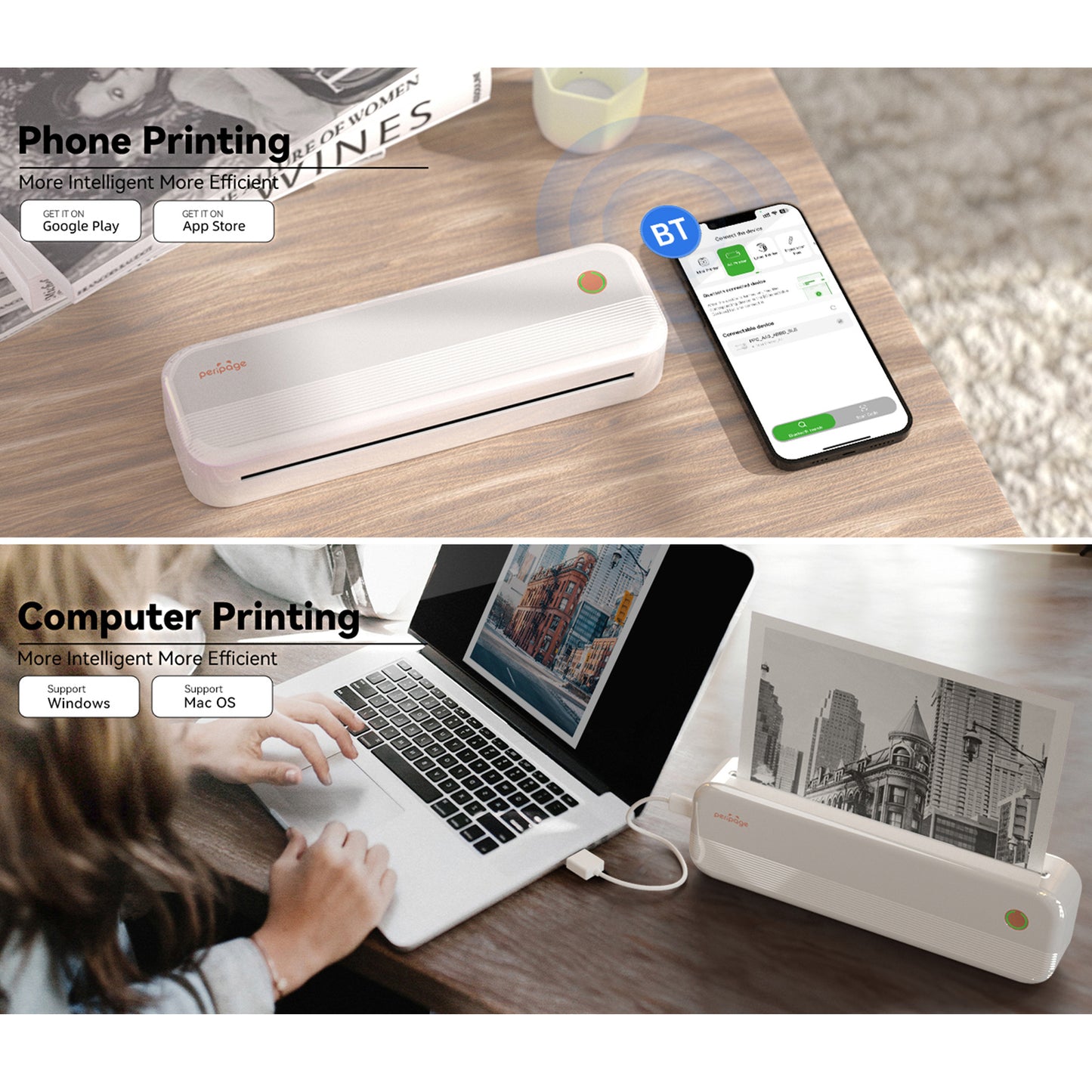 Peripage P40 A4 Portable Thermal Printer Wireless Mobile Photo Printer Y3U0