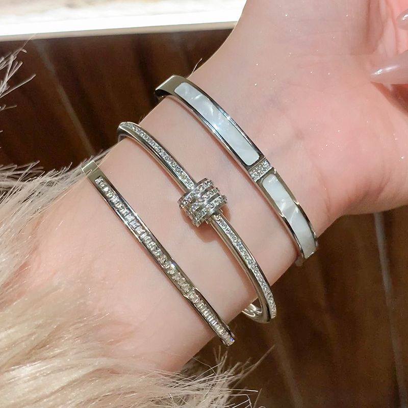 Non fading titanium steel inlaid with rhinestones stainless steel bracelet