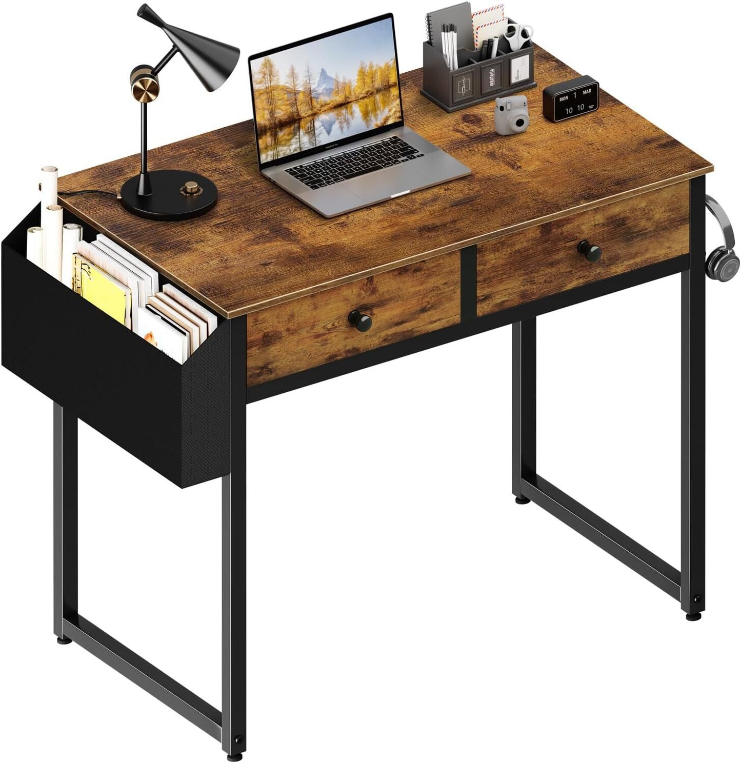 Small White Desk with Drawers - for Bedroom, 32 Inch Home Computer Desk