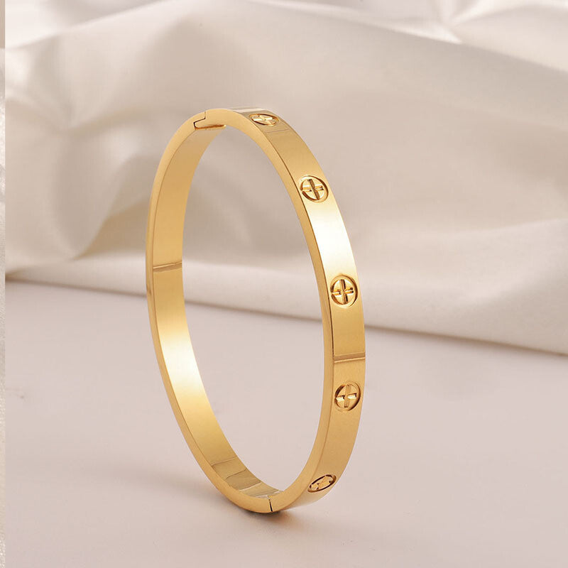 Non fading titanium steel inlaid with rhinestones stainless steel bracelet