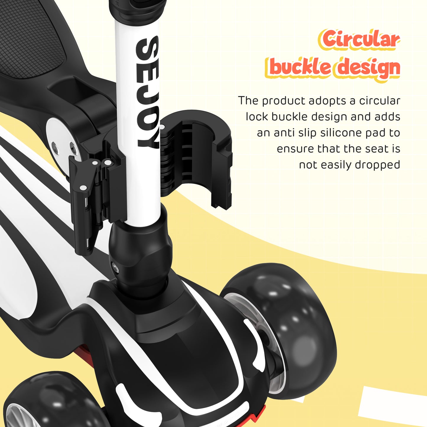 SEJOU Kids Scooter 3 Wheel LED Light Up Child Kick Flashing Push Adjustable Fold