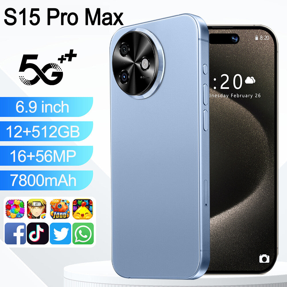 2025 S15 Pro Max Unlocked Cell Phone 512GB Smartphone Andoird Dual SIM 5G Mobile