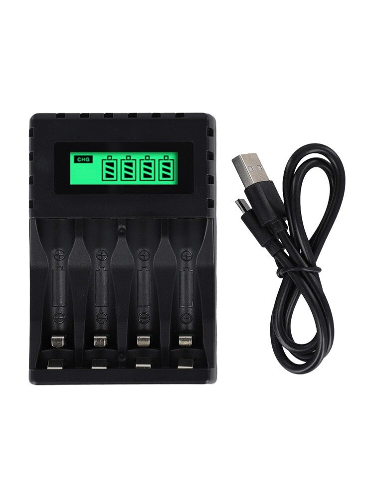 Efficient LCD Charger with 4 Slots Suitable for AAAAA Rechargeable Batteries