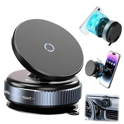 Upgraded Vacuum Magnetic Suction Phone Mount,360°Adjustable Magnetic Suction