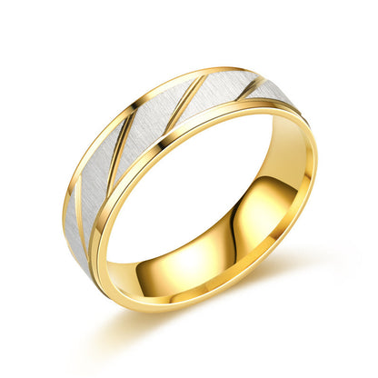 Popular Design 18K Gold Titanium Steel Couple Ring