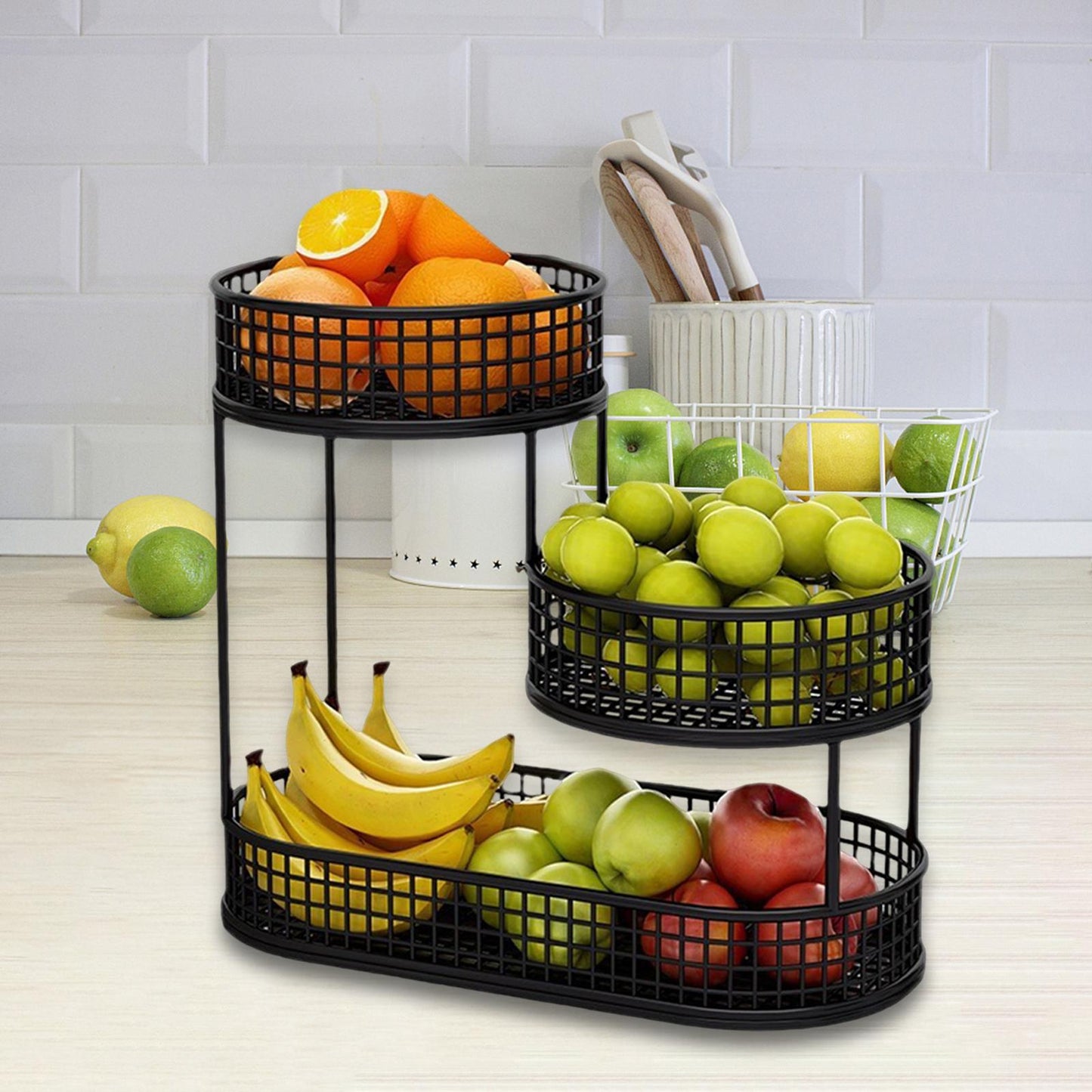 Metal Fruit Basket Vegetables Storage Rack Table Centerpiece Serving Tray
