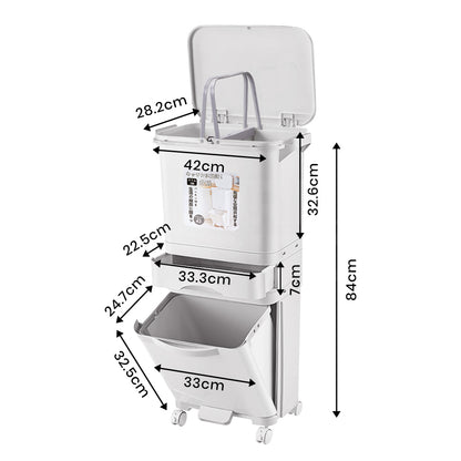 Furb New Kitchen Bin Waste Sorting Trash Bins Lid Garbage Recycling Dustbin Can