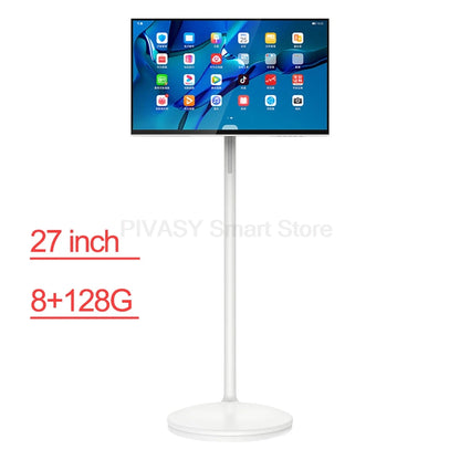 Touch Screen 32 Inch Android Smart TV Stand 10000mAH High-Battery 8+128G 4K UHD Device Rotatable Movable Monitor for Gym Live