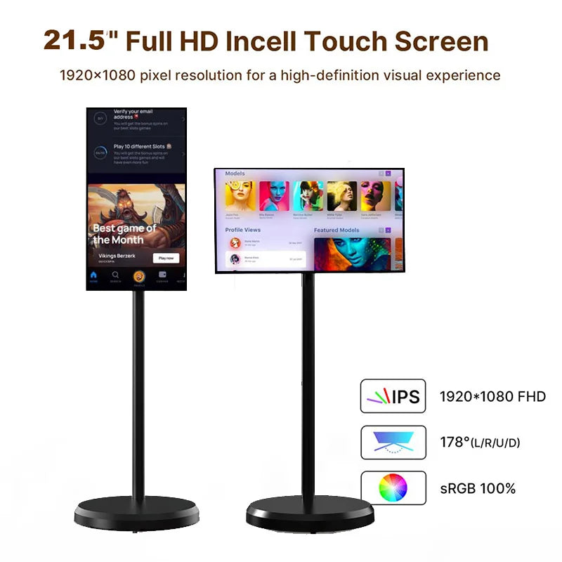 Hot Sale Smart LCD Display Screen Rechargeable 21.5 Inch Portable TV Touch Screen Android TV LED Smart TV Inteligentes Tablet