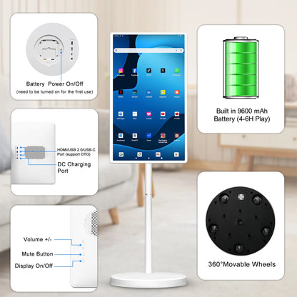 32 Inch Incell Lcd Display  Interactive Touch Wireless Portable TV with Stand  Android 15 Smart Mobile Display