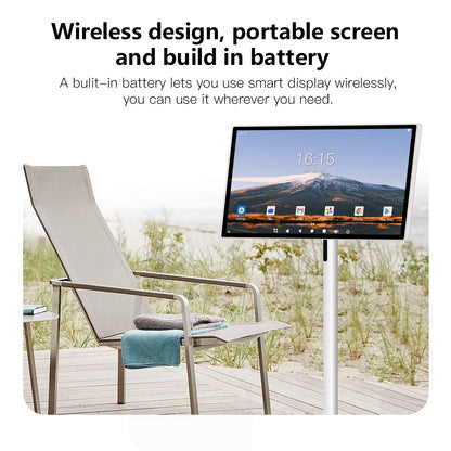 Android Tablet Smart Television in Cell Touch 24 Inch Lcd Screen Movable Wireless Rollable Portable Touch Display Moveable Tv