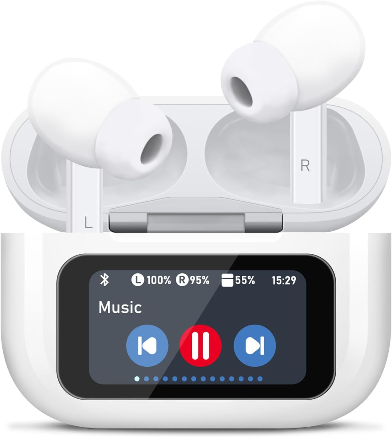 Wireless Earbuds, 5.4 Bluetooth Headphones With Touch Screen Ear Buds, ANC ENC N
