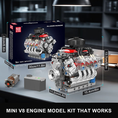 Mould King 10171 V8 Engine Motor Engineering Model Building Block Toy Collection