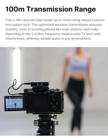 U-Mic Stereo Wireless Lavalier Microphone for DSLR Phone Interview Video Record