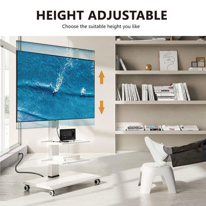 Rolling TV Stand for 32-75 Inch TVs, Portable Mobile TV Stand on Wheels with ...