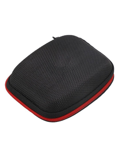 Portable Square Earphone Case Box with Mesh Pocket Headset Storage Black