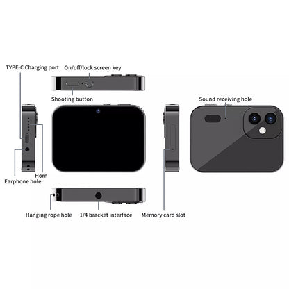 64MP 4K Digital Camera 16X 3 Lens Touch Screen Camera Music Player OTG 3600mAh