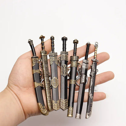 Ancient Chinese Mini Sword Keychain Sword Metal Weapon Toy Key Chain Cute Keycha