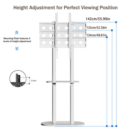 Height Adjustable Floor TV Stand with Mount Stone Shelf for 40”-75” Load up 40KG