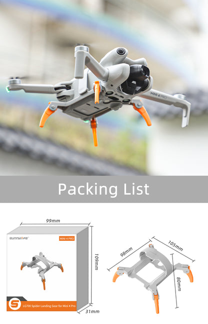 Landing Gear Heightened Spider For DJI Mini 4 Pro Drone Protector Accessories