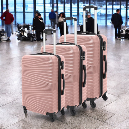 3 Pcs Suitcase Set ABS Hard Shell 4 Wheeled Trolley Lightweight Luggage PIONEER