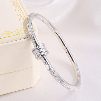 Non fading titanium steel inlaid with rhinestones stainless steel bracelet
