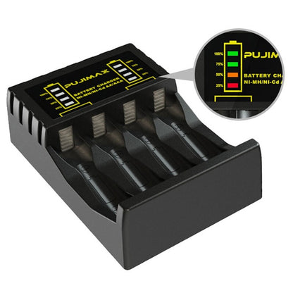 Efficient LCD Charger with 4 Slots Suitable for AAAAA Rechargeable Batteries