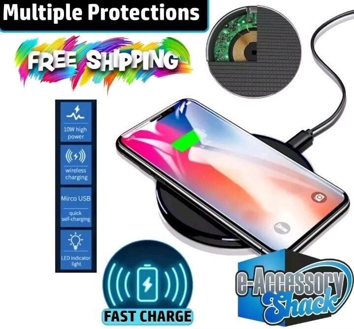Wireless Fast Charger Charging Pad Dock for Samsung iPhone Android Cell Phone